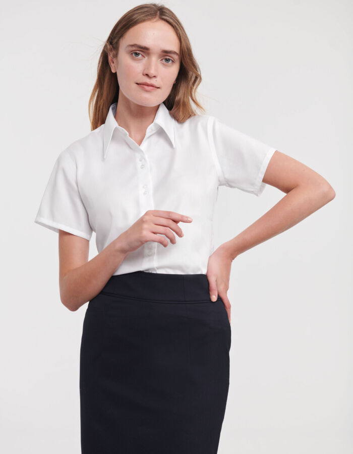 Russell Collection Ladies' Short Sleeve Tailored Ultimate Non-Iron Shirt 957F Ladies' Short Sleeve Tailored Ultimate Non-Iron Shirt Thumbnail