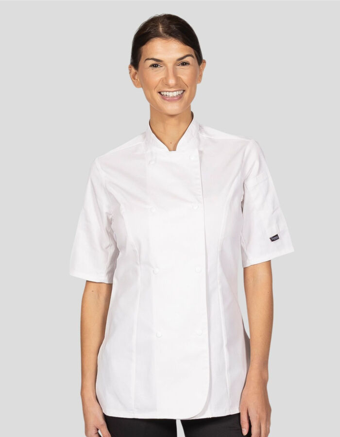 Dennys Ladies' Short Sleeve Fitted Chef's Jacket DD33S Ladies' Short Sleeve Fitted Chef's Jacket Thumbnail