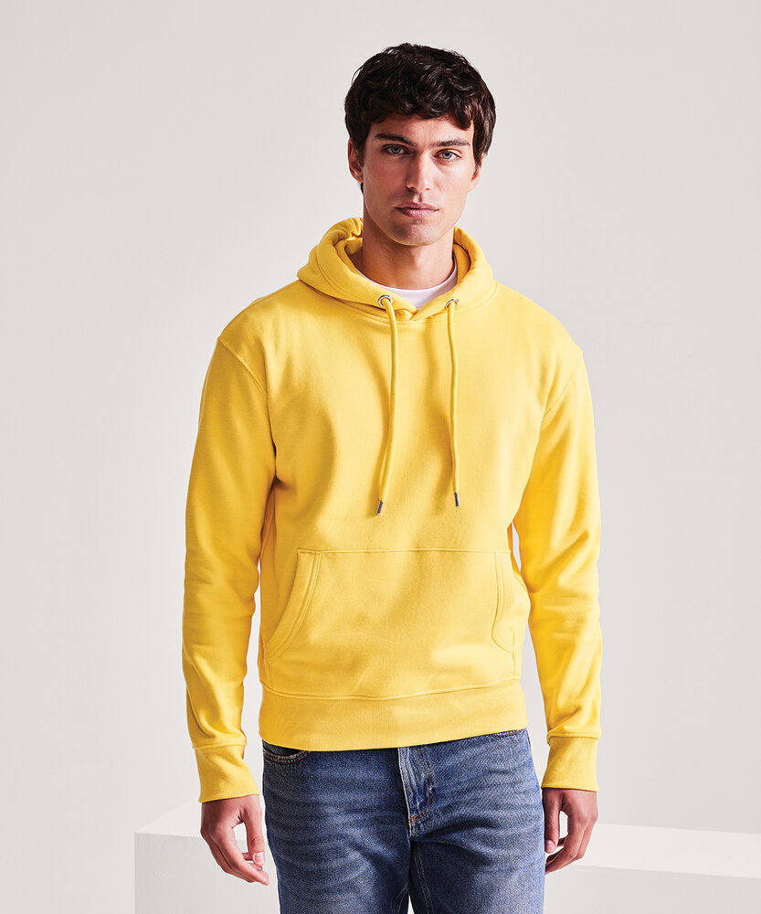 Man wearing yellow eco hoodie 