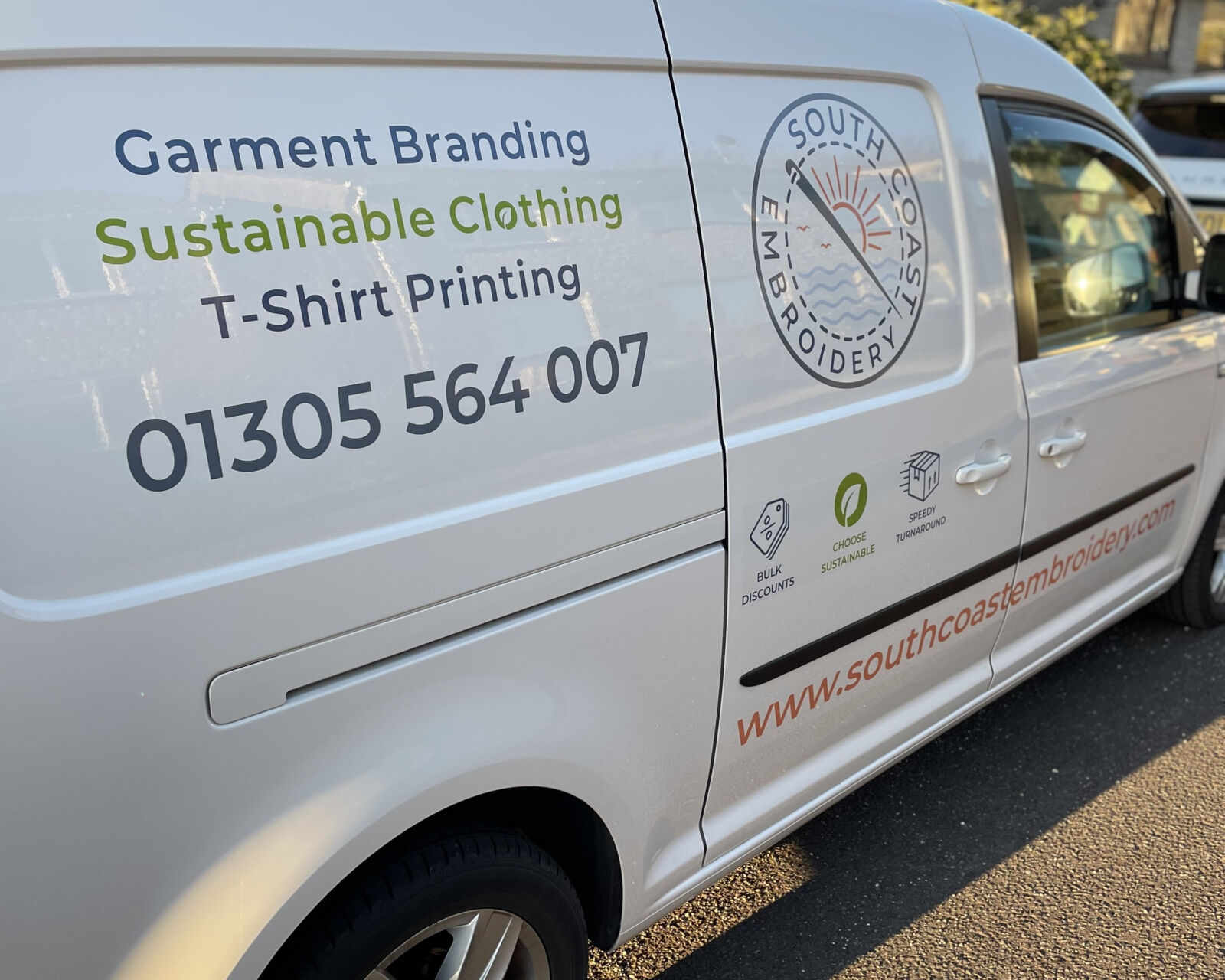 South Coast Embroidery sign written van
