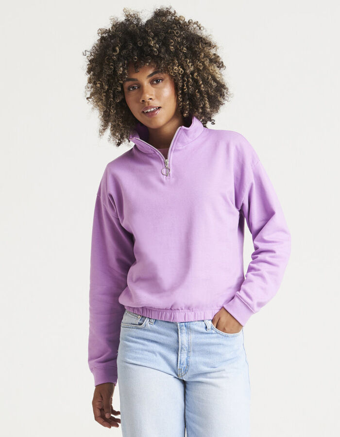 AWDis Just Hoods Women's cropped ¼-zip sweat JH037 Women's cropped ¼-zip sweat Thumbnail