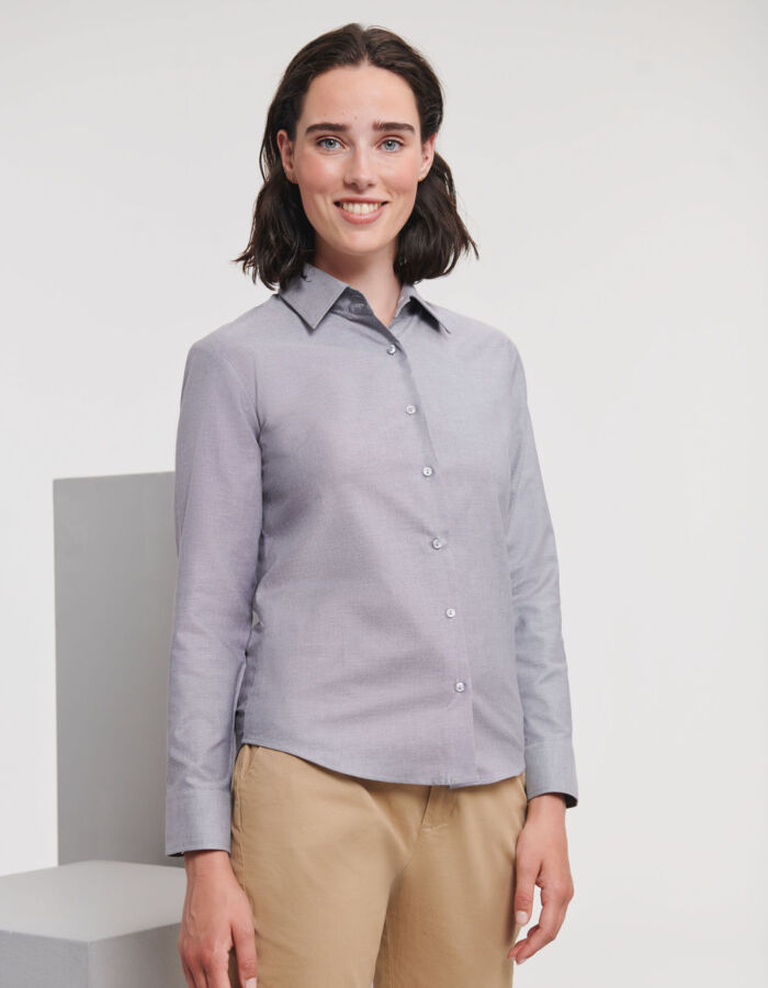 Russell Collection Ladies' Long Sleeve Tailored Oxford Shirt 932F Ladies' Long Sleeve Tailored Oxford Shirt Thumbnail
