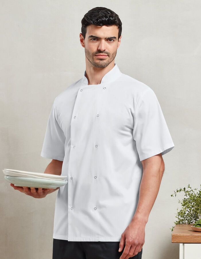Premier Studded front short sleeve chef's jacket PR664 Studded front short sleeve chef's jacket Thumbnail