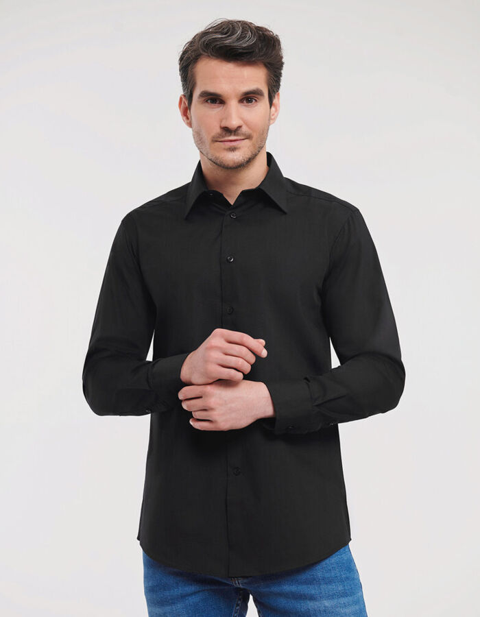 Russell Collection Long sleeve polycotton easycare fitted poplin shirt J924M Long sleeve polycotton easycare fitted poplin shirt Thumbnail