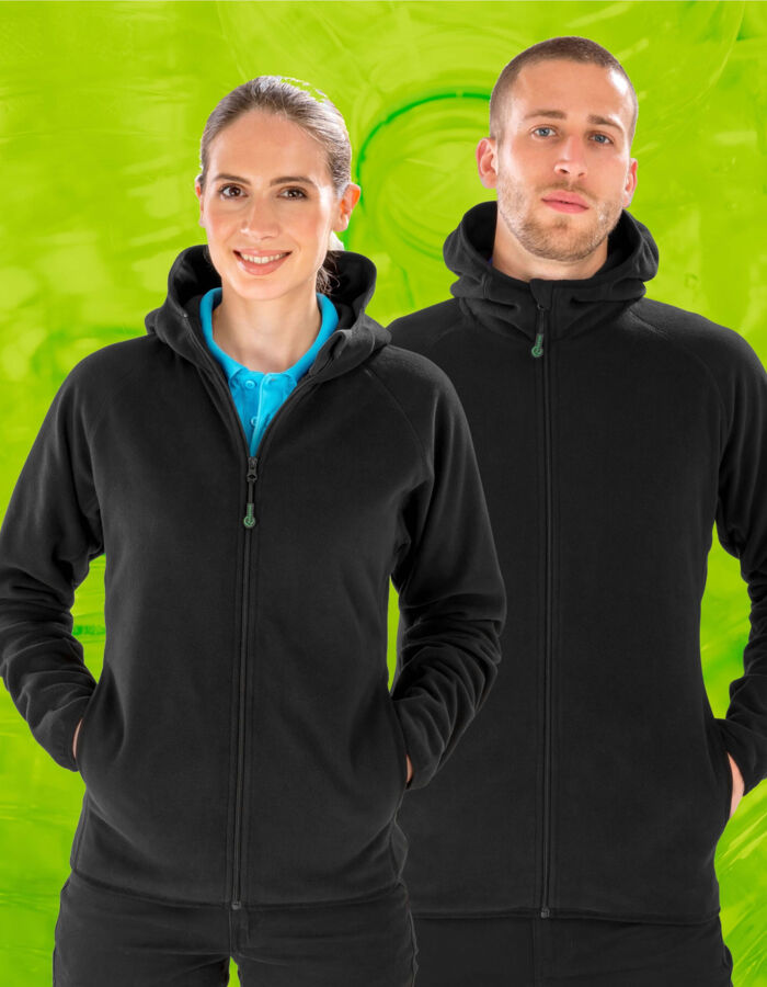 Recycled Unisex Hooded Microfleece Jacket Thumbnail