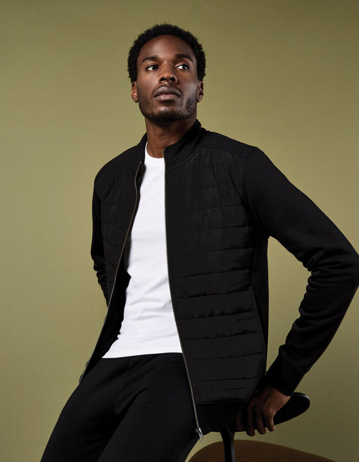 Regular fit quilted full-zip sweatshirt Thumbnail